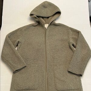 JOIE TEDDY SHERPA HOODED JACKET SWEATER FRONT POCKETS SIZE SMALL